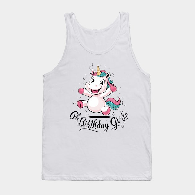 Unicorn 6th Birthday Girl Gift Mythical Creature Tank Top by Macphisto Shirts